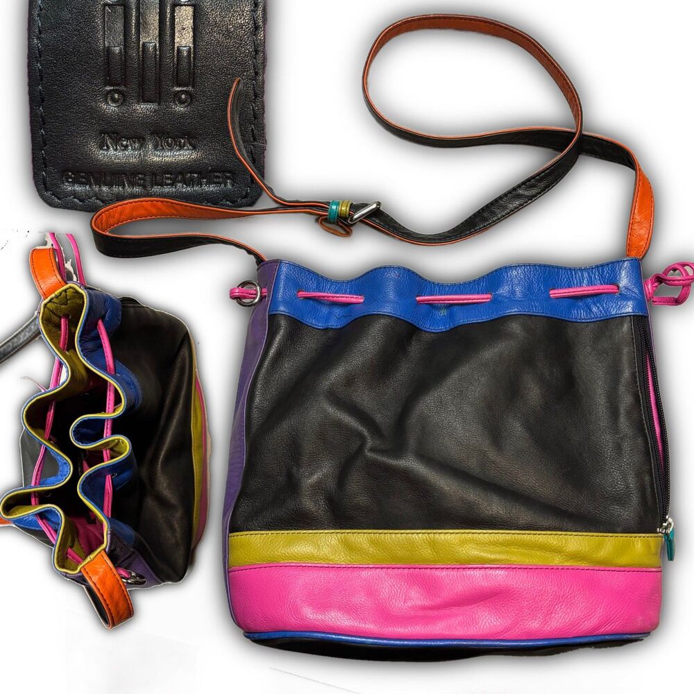 ili New York Colorblock Leather Bucket Bag